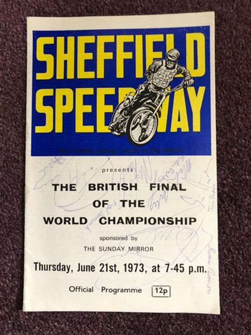Speedway programme Sheffield British Final 1973 multiple autographs on cover