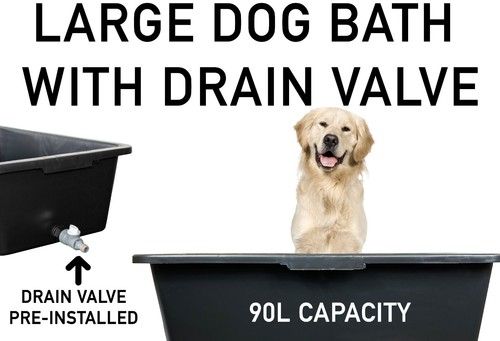 Dog Pet Bath 90L Wash Pool LARGE Dogs Quick DRAIN Tap Valve For All Animal Uses