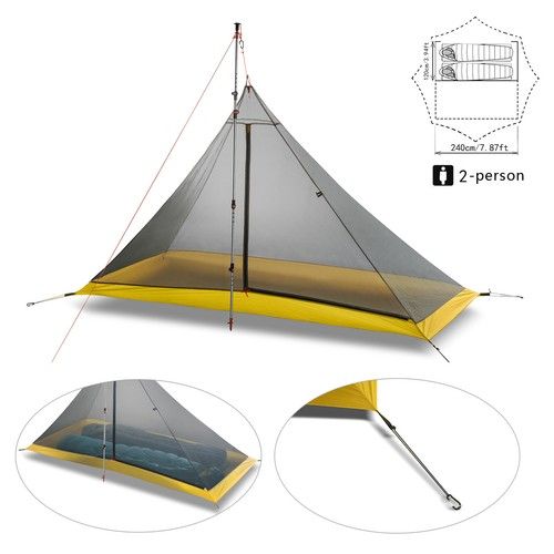 2/4 Person Trekking Pole Tent for Camping 3/4 Season Ultralight Pyramid Tent