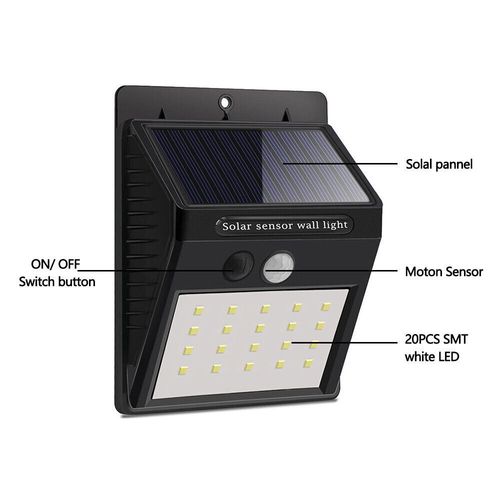 20 LED Solar Powered PIR Motion Sensor Light Outdoor Garden Security Wall Lights — image 9