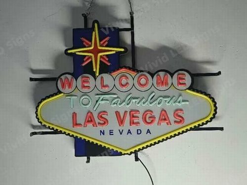 Welcome To Fabulous Las  Vegas Nevada 24"x19" Vivid LED Neon Sign With Dimmer — image 4