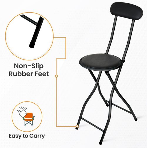 FOLDING BAR STOOL BREAKFAST BLACK PADDED HIGH BACK STOOL ROUND SEAT FOLDABLE NEW — image 8