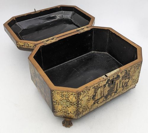 CHINESE ANTIQUE EXPORT LACQUER GILT BOX 19TH CENTURY — image 7