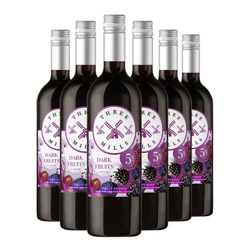 Three Mills 5% ABV Dark Fruits Fruit Fusion British Made Wine | 6 x 75cl Bottle
