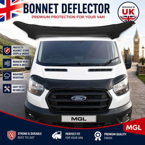 Ford Transit MK8 2014-2018 Bonnet Deflector Bug Stone Guard Protector Black UK