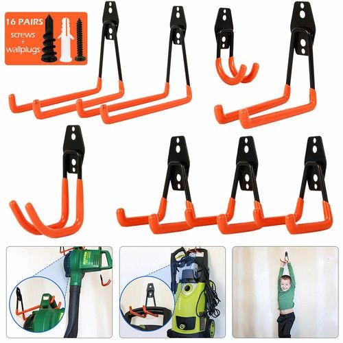 8 Pack Garage Hooks Heavy Duty Wall Mount Utility Hooks Hangers for Garden Tools