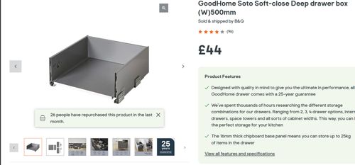GoodHome Soto Soft-close Deep drawer box (W)500mm Kitchen Drawer Anthracite — image 7