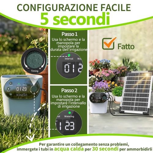 Solar Irrigation System, 8W Auto Watering Kit for Outdoor Plants 22 Timer Modes — image 4