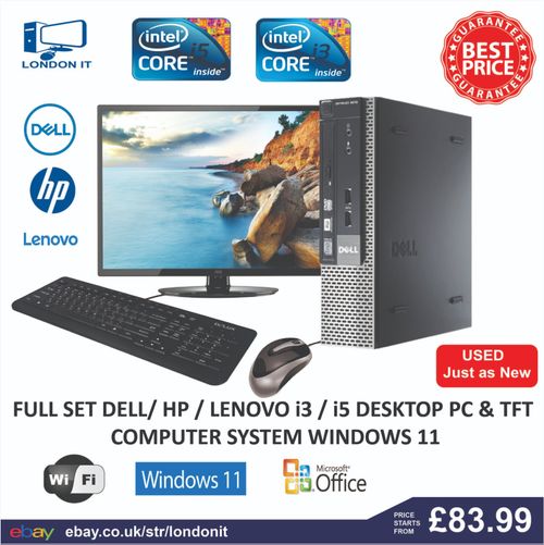 DELL HP Intel Core i3 - i5- i7 DESKTOP TOWER PC & TFT COMPUTER SYSTEM WINDOWS 10 — image 1
