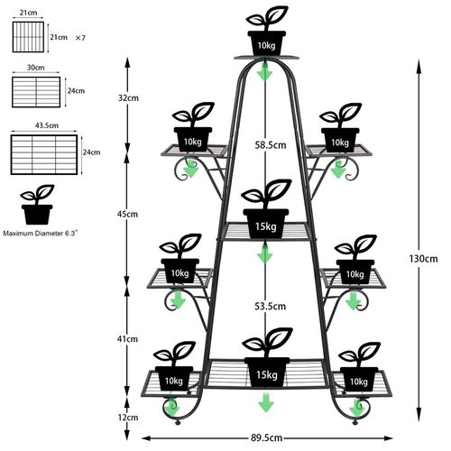 Wisfor 9-Tier Metal Plant Stand Garden Shelves Pot Holder Display Rack Storage — image 5