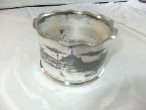 Antique 1893 World's Fair Souvenir Silver Plated Small Planter/Pot Height 5x8cm