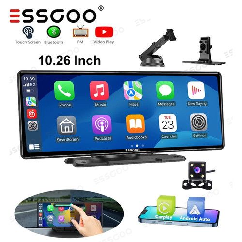 10.26" 4K With Cam Touch Screen Car Stereo Portable Apple Carplay Android Auto