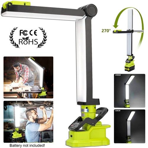 Cordless LED Work Light for Ryobi 18V ONE+ Plus Li-ion Battery 2400LM Flashlight
