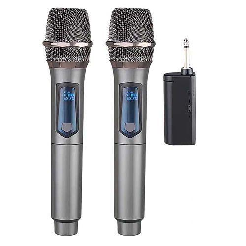 2x Wireless Microphone UHF Rechargeable Handheld Mic System Receiver Cordless — image 2
