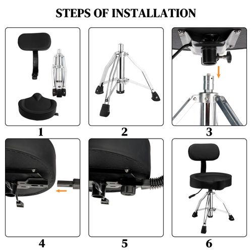 Drum Throne with Backrest Hydraulic Drum Stool Adjustable Height Heavy Duty UK — image 8