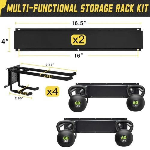 2x Garage Garden Tool Holder Storage Rack Shed Wall Mounted Organiser Long Hooks — image 4