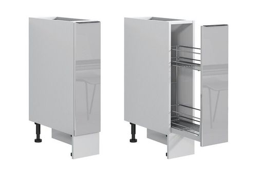 Kitchen Cabinet Pull Out Storage Basket 200mm Unit Grey Gloss Base Cupboard Star — image 1