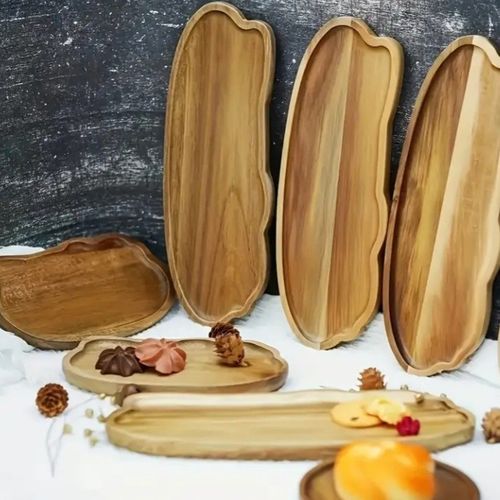 Acacia Wood Multi Use Serving Tray Home Decor Cloud Shape — image 2