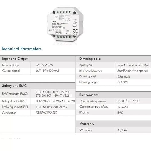 Tuya WiFi 0‑10V LED Dimmer Switch Controller RF Remote Alexa Google 240V — image 2