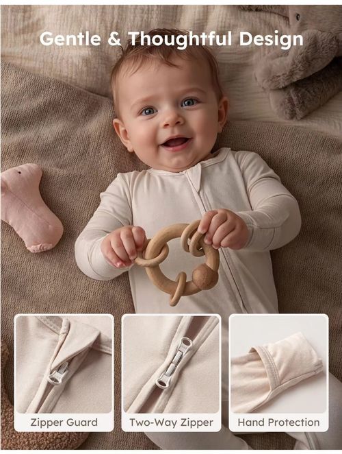 3-Pack Baby Footed Sleepers Zip Babygrow – Unisex Neutral Pajamas 3-6M — image 3