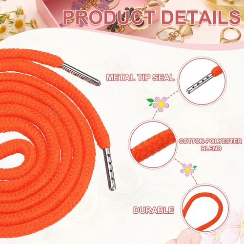 2 Pcs Hoodie Strings Drawstring Cords with Easy Threader (Orange) — image 3