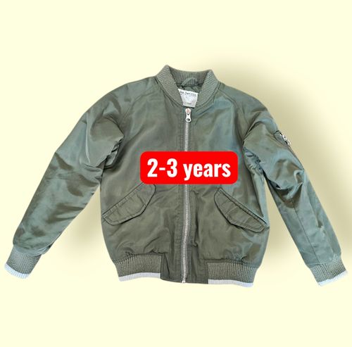 H&J KIDS Green Bomber Jacket Polyester Full Zip Pockets Long Sleeve 2-3Y — image 1