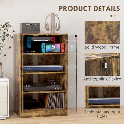 4 Tier Hi Fi Stand Record Player Stand with Adjustable Shelves Rustic Brown — image 6