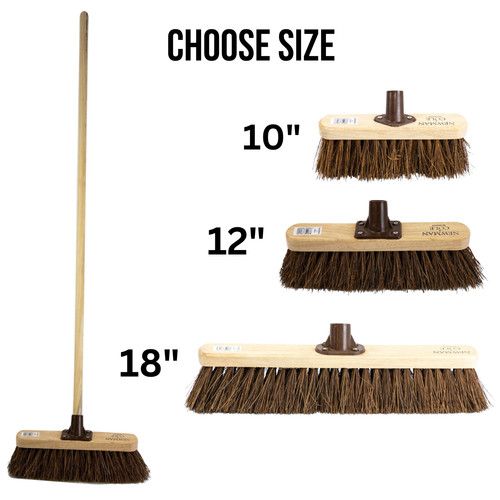 Outdoor Broom with Handle Garden Sweeping Stiff Hard Bristle Brush Yard Sweeper