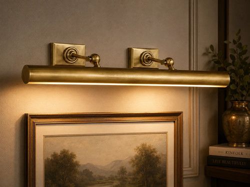 Vintage Brass Picture Light Double Wall Sconce Gallery Art Display Lamp Fixture