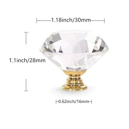 8/16/24/32X Crystal Diamond Door Knobs- Cupboard Drawer Cabinet Furniture Handle