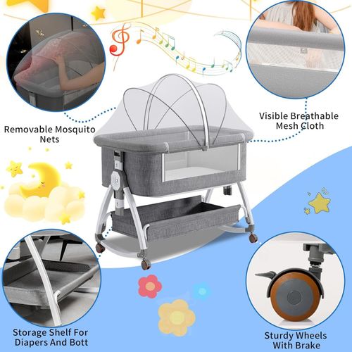 Baby Bedside Crib Sleeper Bassinet Height-adjustable Newborn Cot With Mattress — image 5