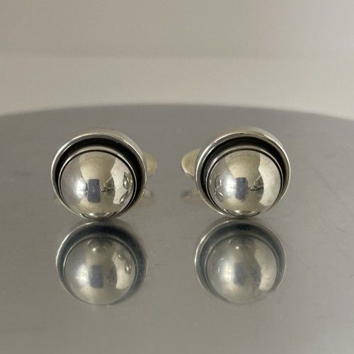 GEORG JENSEN Sterling Silver Cufflinks #44D Silver Ball 925S Denmark