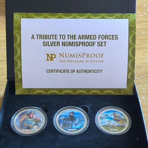 NumisProof A Tribute to the Armed Forces 3-Coin Set 6oz .925 Proof No.062