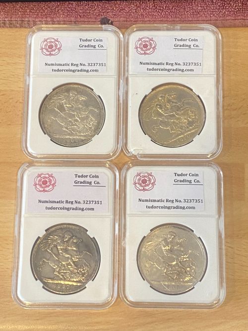 Queen Victoria Jubilee Head Crowns x 4, 1889 x 2, 1890 x 1, 1887 x 1 — image 2