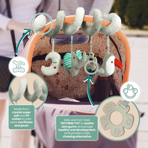 Newborn Grey Activity Spiral Stroller Car Seat Hanging Rattles Teether Toy 0-12m — image 4