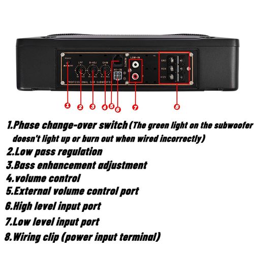 1200W Aluminum Active Car Bass Box Audio Subwoofer Speaker Amplifier Under Seat — image 14