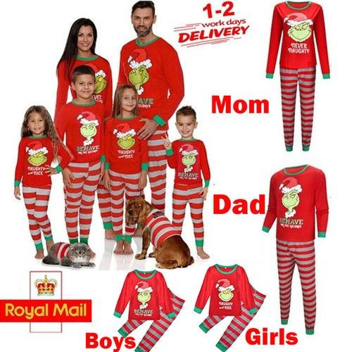 Christmas Pyjamas Christmas pjs Family Nightwear PJs Set Grinch Matching Suits