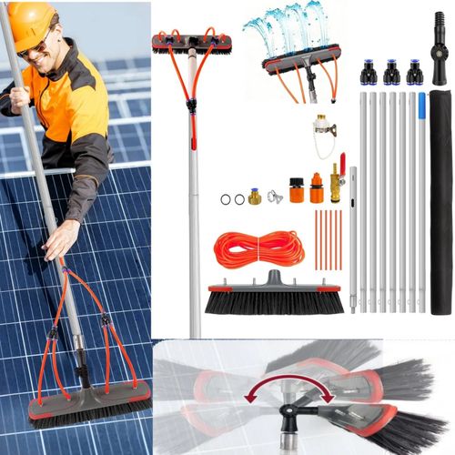 7M Water Fed Window Cleaning Brush Telescopic Pole Solar Panel Roof Cleaner Kit — image 2