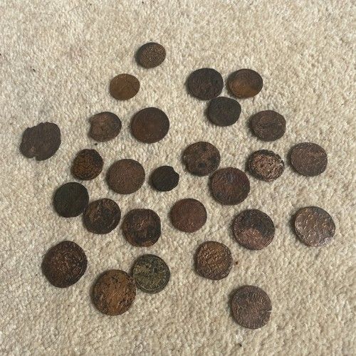 27 Antique Dutch Coin Copper Duit 17th 18th Century Metal Detector Find