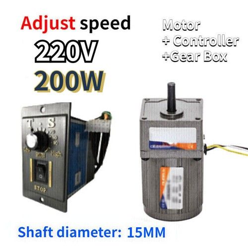 200W AC 5-470 RPM Electric Speed Controller Reversible Variable 220V Gear Motor
