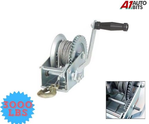 Heavy Duty 3000Lb 33ft 10m Gear Hand Trailer Cable Winch Boat Trailer Car Marine