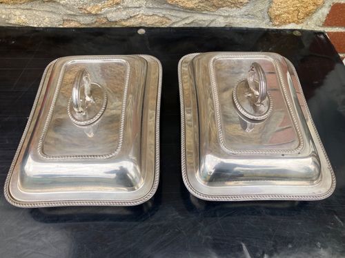 Silver plated lidded serving dishes tureens vintage — image 1
