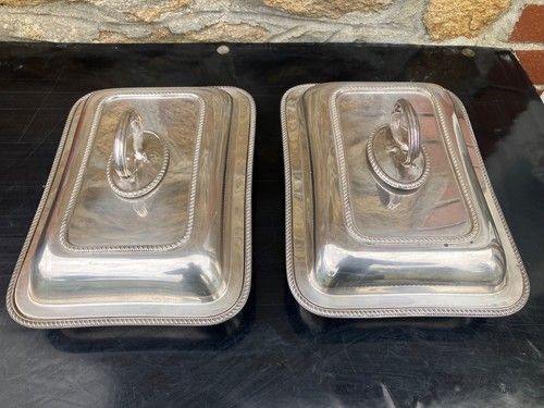 Silver plated lidded serving dishes tureens vintage