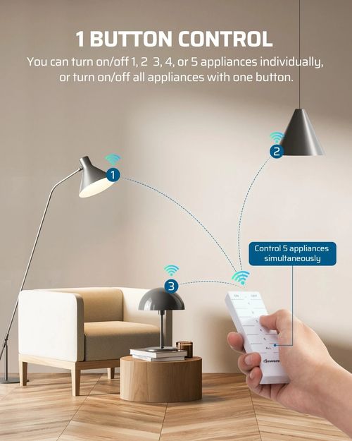 5 Remote Control Plug Sockets 13A Wireless Power Switch Lights Appliances Set — image 9