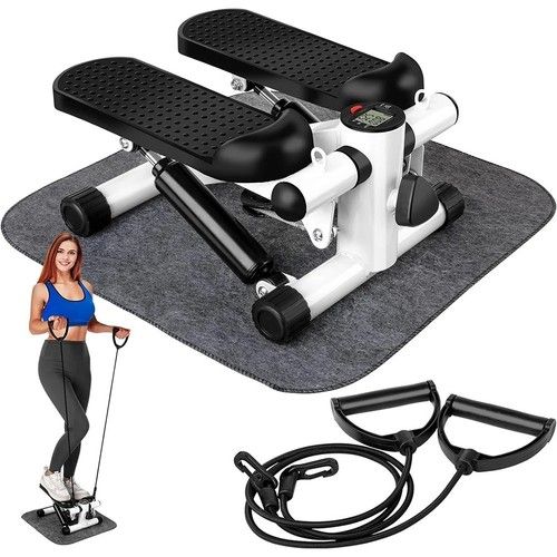 Mini Stepper Fitness Cardio Step Workout Machine w/ Resistance Bands+LCD Monitor
