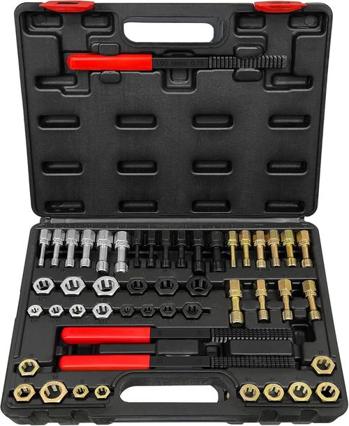 49PCS Thread Repair Chaser Tool Thread Restorer UNC UNF Metric File Tap Die Kit — image 1