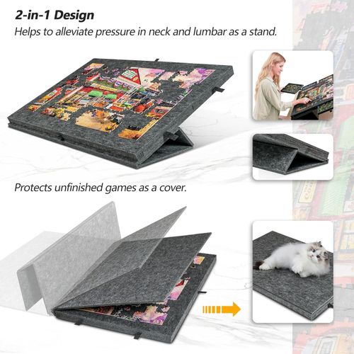 1000pcs Tilting Puzzle Board with 2-in-1 Stand & Cover Felt Mat 6 Sorting Drawer — image 6