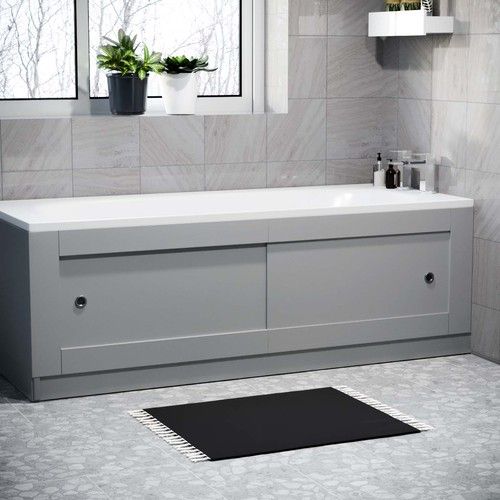 Nes Home Matte Grey PVC 1700mm 2 Sliding Doors Bath Front Panel