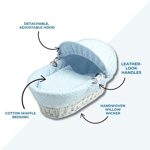 Baby Moses Basket With Stand Grey Dimple Bedding and Mattress Grey Wicker — image 4