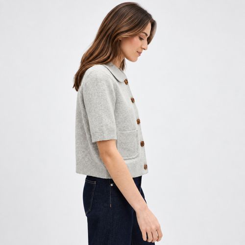 Ladies Cardigan Short Sleeve Collared Cotton Knit Button Up Pocket Top EX STORE — image 3